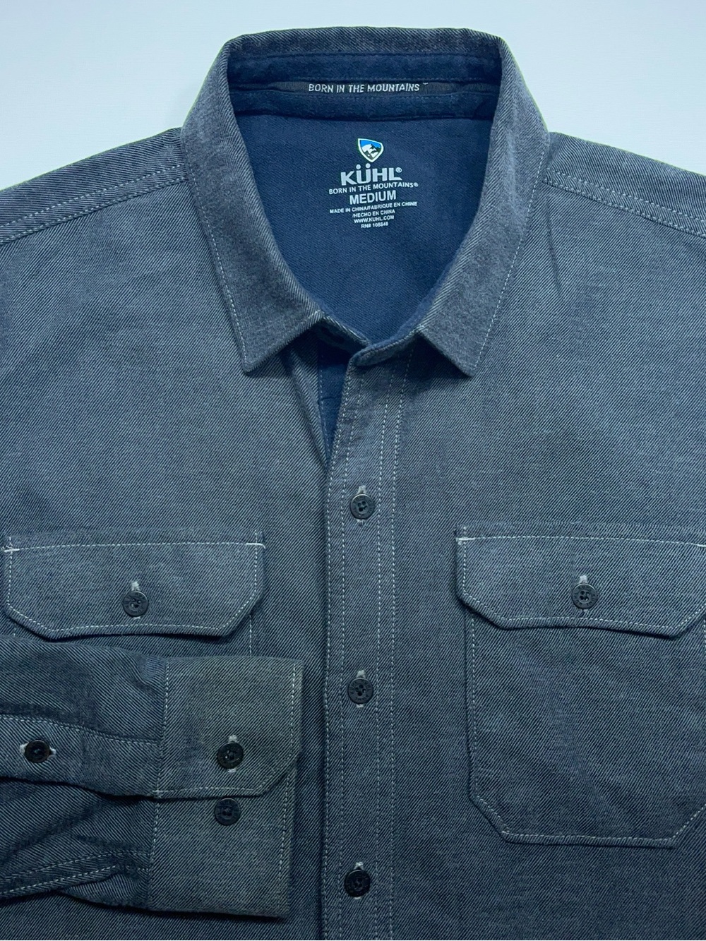 KUHL Descendr Flannel Button Up Shirt Mens Size Medium Gray Long Sleeve Hiking